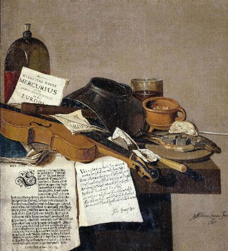 LEEMANS Anthonius - Still life with a copy of de waere mercurius a broadsheet with the news of tromp